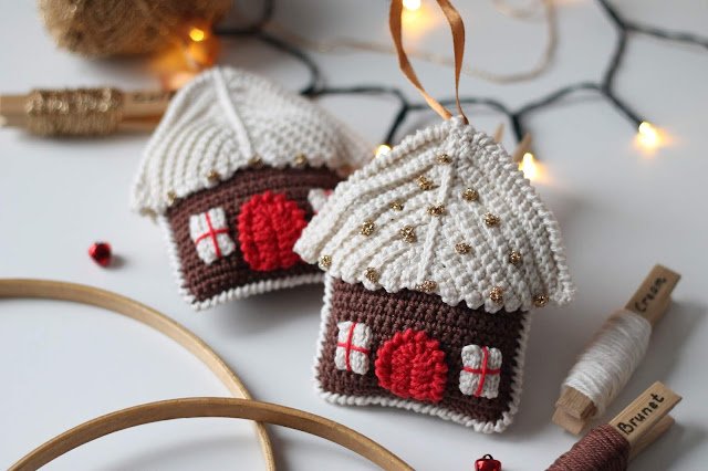 133 PATTERN GINGERBREAD HOUSE christmas tree ornament crochet pattern